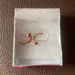 Ruby Earrings 10KGold lever back